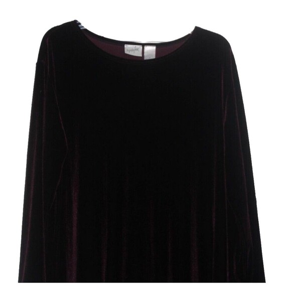 Jacqueline Ferrrar Dress Purple Velvet Long Sleeve A-Line Knee Length Size 14 - Picture 2 of 5